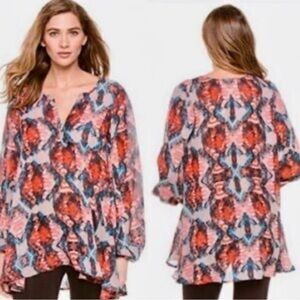 Show Me Your Mumu bright colorful patterned long sleeve blouse size M